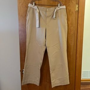 Lauren Ralph Lauren Moreton Hall Pants Crochet Belt Sand Nordstrom NWT Size 16